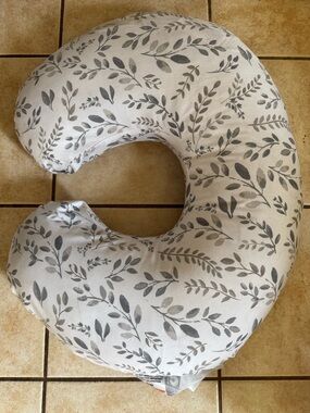 Nursing / Support Pillow with Gray Leaf Print